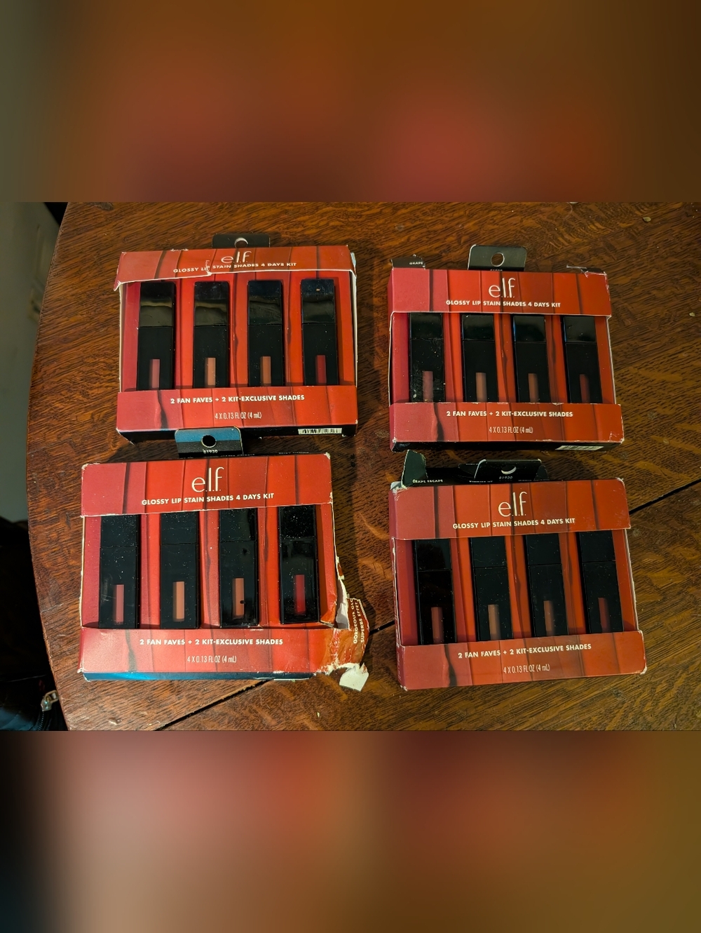 ELF Glossy Lip Stain Shades Kit - Red and Black Packaging